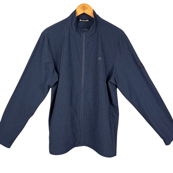 Travis Mathew Men's Blue Heathered Full Zip Golf Jacket Windbreaker Size M - Picture 1 of 12